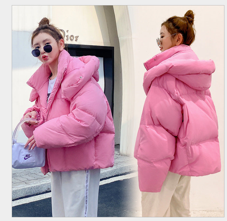 Puffy Hooded Bread Short Cotton-padded Jacket For Women Thick Loose