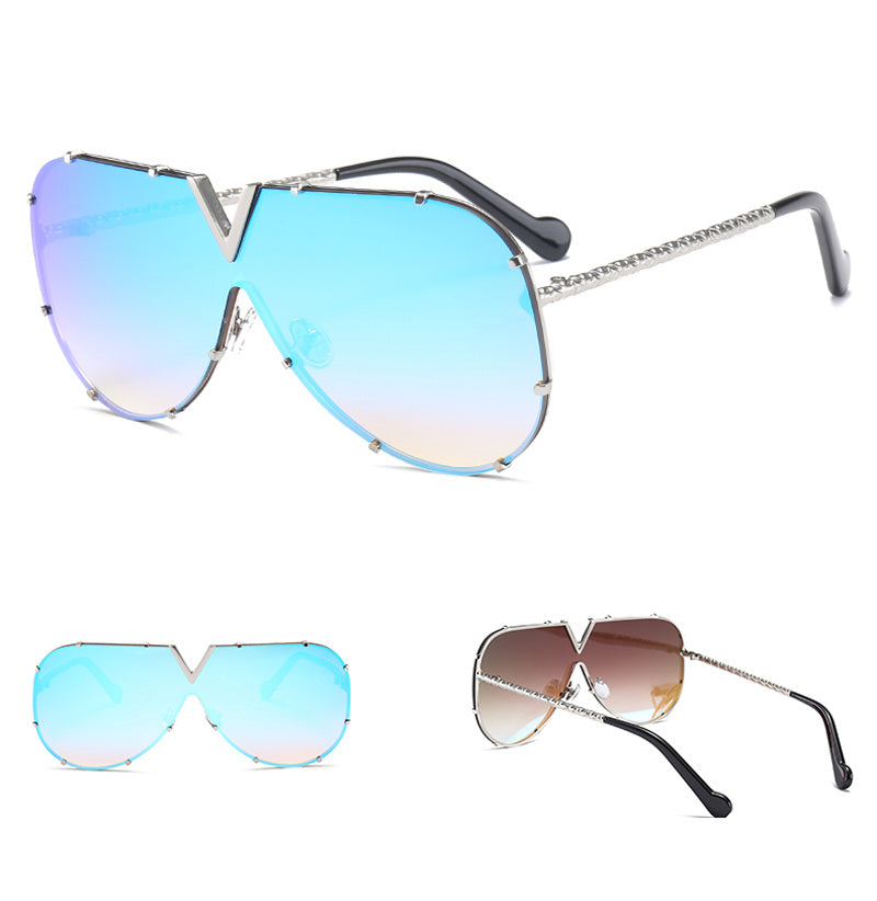Sunglasses, men, women, men and women, sunglasses, frameless, rivet, personality glasses
