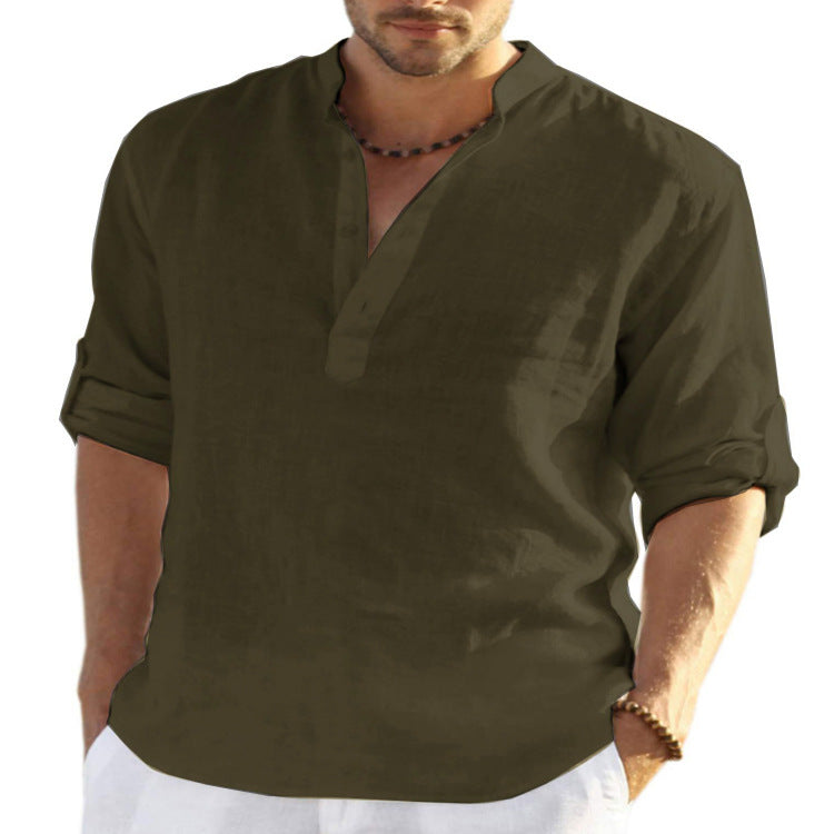 Men's Casual Cotton Linen Solid Color